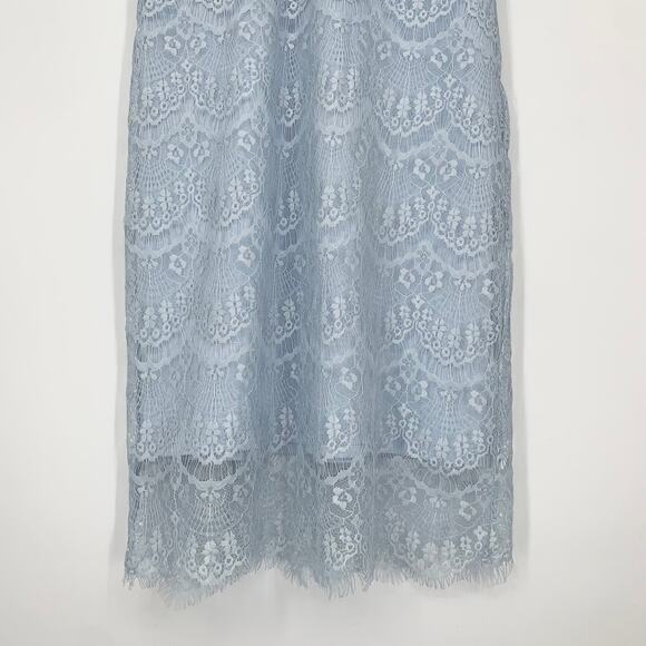 NWT Bardot Braxton Lace Mini Dress in Baby Blue Bodycon Cutout Mock Neck Dress - Picture 7 of 14